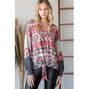 Beautiful Aztec Print Long Sleeve Sweater - Pullovers - $34.65 