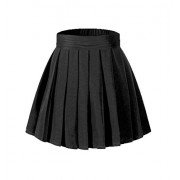 Beautifulfashionlife Girl's Black High Waist Ruffle Elastic Waistbands Skater Skirt with Shorts,S - Faldas - 