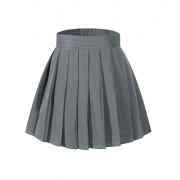 Beautifulfashionlife Girl's High Waist Pleated Mini Skirt Tennis A-line Elastic Shorts Dark Grey,S - Suknje - 