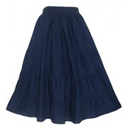 Beautybatik Cotton Plus Size Boho Bohemian Long Maxi Tier Skirt with Pockets - Skirts - $37.99 