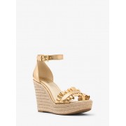 Bella Metallic Ruffled Leather Wedge - Wedges - $168.00 