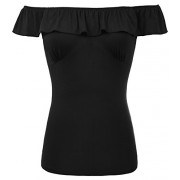 Belle Poque Sexy Sleeveless Off Shoulder Ruffled Stretchy Shirt Blouse Tunic Tops BP599 - Košulje - kratke - $9.99  ~ 63,46kn