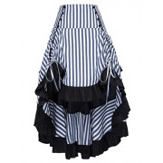 Belle Poque Striped Steampunk Gothic Victorian High Low Skirt Bustle Style - Skirts - $26.99 