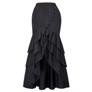 Belle Poque Vintage Steampunk Gothic Victorian Ruffled High-Low Skirt BP000406 - Flats - $25.99 