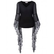 Belle Poque Women Vintage Gothic Lace T Shirt Tops Long Sleeve V-Neck BP000349 - Košulje - kratke - $19.99  ~ 126,99kn