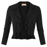 Belle Poque Women's 3/4 Sleeve Shrug Ruffled Hem Bolero Cardigan - Košulje - kratke - $15.99  ~ 101,58kn