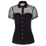 Belle Poque Women's Sexy Sheer See Through Short Sleeve Polka Dots Mesh Crop Tops - Košulje - kratke - $14.99  ~ 95,23kn