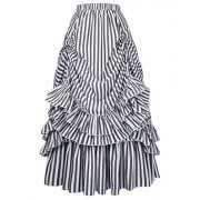Belle Poque Women's Vintage Stripes Gothic Victorian Skirt Renaissance Style Falda - Skirts - $32.99 