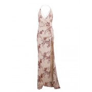 BerryGo Women's Sexy Backless Halter High Split Floral Sequin Maxi Dress - Kleider - $27.99  ~ 24.04€
