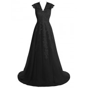 BeryLove Women's Cap Sleeves Lace Appliques Long Wedding Dress Prom Gown - Dresses - $179.00 