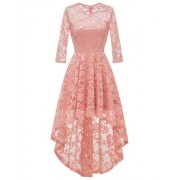 BeryLove Women's Hi-Lo Floral Lace Bridesmaid Dress Half Sleeves Cocktail Party Dress - ワンピース・ドレス - $24.99  ~ ¥2,813