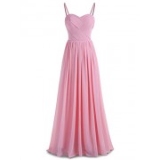 BeryLove Women's Pleats Bridesmaid Dress Long Chiffon Party Gown with Detachable Straps - Dresses - $61.99 
