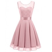 BeryLove Women's Short Floral Lace Bridesmaid Dress A-line Swing Party Dress - sukienki - $26.99  ~ 23.18€