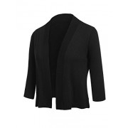 Beyove Women's 3/4 Sleeve Casual Work Office Blazer Jacket Open Front Knit Bolero Stretchy Lightweight Crop Cardigan - Shirts - $12.00 