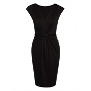 Bifast Women's Retro V Neck Sleeveless Bodycon Knot Front Ruched Pencil Dress - 连衣裙 - $6.99  ~ ¥46.84