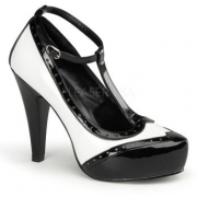 Black And White T Strap Pin Up Pump - 8 - Schuhe - $54.00  ~ 46.38€