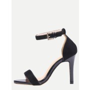 Black Ankle Strap Stiletto Sandals - Sandals - $29.00 