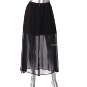 Black Layered Sheer Shirt - スカート - 