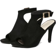 Black Peep Toe Ankle Strap Hig - Platforms - 