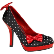 Black Polka Dot Satin With Red Patent Pumps - 5 - Cipele - $45.90  ~ 39.42€