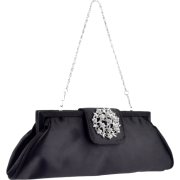 Black Rhinestone Ornament Encrusted Magnetic Closure Evening Baguette Clutch Cocktail Prom Shoulder Bag Handbag Purse - Hand bag - $37.50 