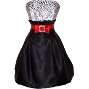 Black White Polka Dot Bubble Mini Cocktail Prom Dress Holiday Party Gown Black/White/Red - Dresses - $71.99 