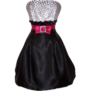 Black White Polka Dot Bubble Mini Cocktail Prom Dress Holiday Party Gown black/white/fuchsia - Dresses - $71.99 
