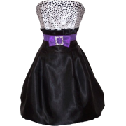 Black White Polka Dot Bubble Mini Cocktail Prom Dress Holiday Party Gown black/white/purple - Dresses - $71.99 
