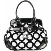 Black and White Chic Mod Circle Bowler Satchel Hobo Handbag - Hand bag - $25.50 