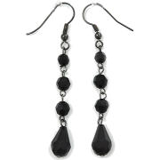 Black Acrylic Bead Drop Earrings - Earrings - £3.50 