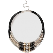 Black Bead And Tube Collar Necklace - Paski - £15.00  ~ 16.95€