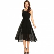 Black Collar Sleeveless Long Dress - Myファッションスナップ - $99.00  ~ ¥11,142