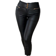 Black Faux Leather Zip Detail Leggings - Леггинсы - 