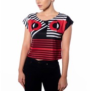 Black Red Geometric Graphic Cropped Tee - My photos - $46.00 