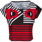 Black Red Geometric Graphic Cropped Tee - T-shirts - $46.00 