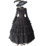 Black Ruffled Long Lolita Dress - Obleke - 