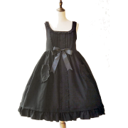 Black Short Lolita Ribbon Dress - Obleke - 