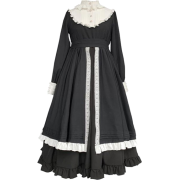 Black White Long Lolita Maid Dress - Haljine - 