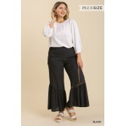 Black Wide Leg Elastic Waist Lace Tape Pants - Meia-calças - $64.90  ~ 55.74€