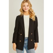 Black Woven Solid Vertigo Blazer - Jacket - coats - $49.50 