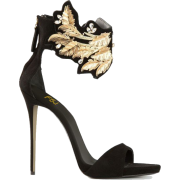 Black and Gold Heels - Classic shoes & Pumps - 