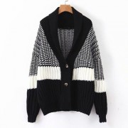 Black and white contrast color knit thic - Jakne in plašči - $39.99  ~ 34.35€