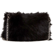 Black faux fur chain shoulder bag - Torbice - 