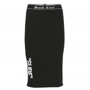 Black high waist webbing letter print sk - Skirts - $25.99 