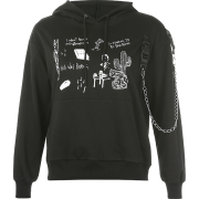 Black hooded design sense chain handsome - Майки - короткие - $27.99  ~ 24.04€
