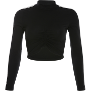 Black side webbing long sleeve pleated t - Košulje - kratke - $25.99  ~ 165,10kn