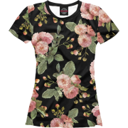 Black t-shirt with pink roses - T-shirts - $23.00 