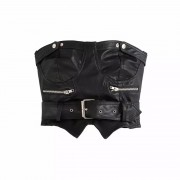 Black tube top PU leather wild party ves - Coletes - $27.99  ~ 24.04€