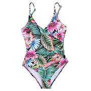 Blooming Jelly Women's One Piece Swimsuit Floral Print Beachwear Spaghetti Strap Bathing Suit High Cut Swimwear Monokini - Swimsuit - $20.99  ~ £15.95