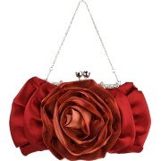 Blossom Rose Rhinestones Clasp Closure Soft Evening Bag Baguette Clutch Handbag Purse Shoulder Bag w/2 Chain Straps Red - Hand bag - $22.50 